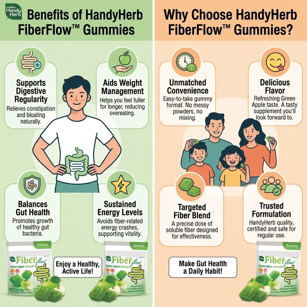Handy Herb Fibre Flow Gummies – Green Apple 24g
