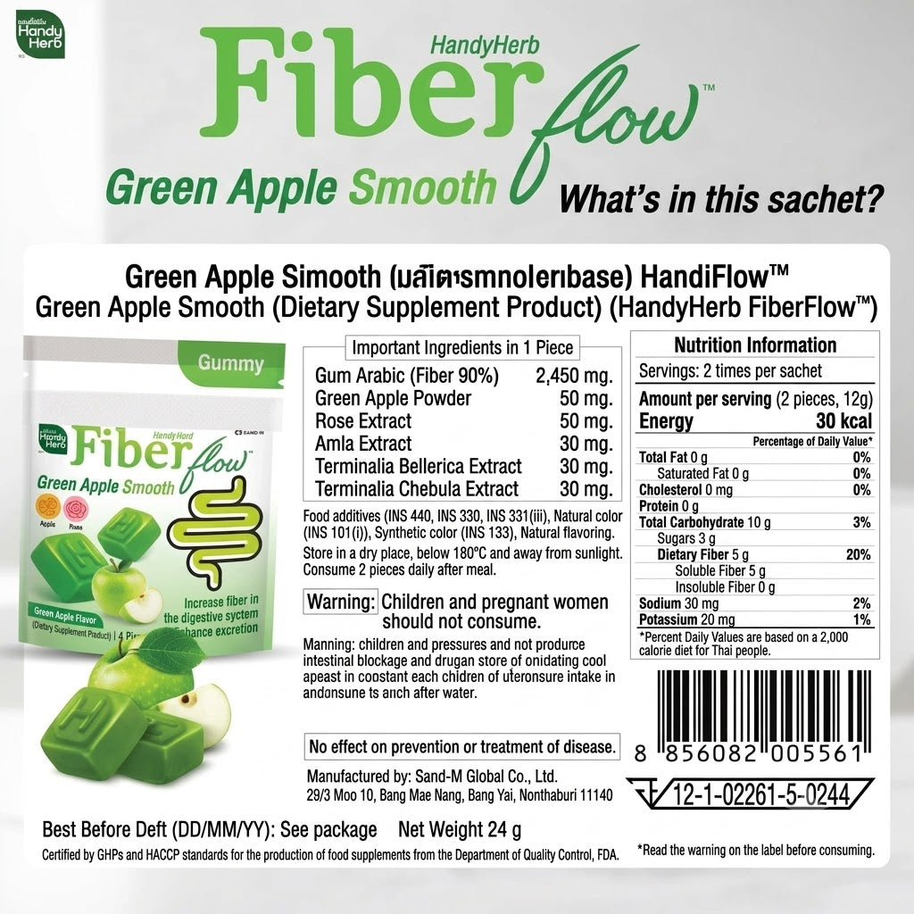 Handy Herb Fibre Flow Gummies – Green Apple 24g